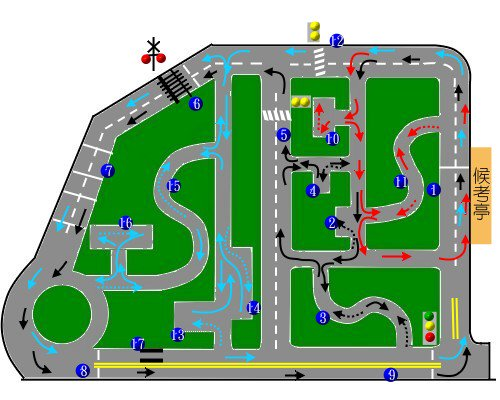A diagram of the Taiwan driving test circuit